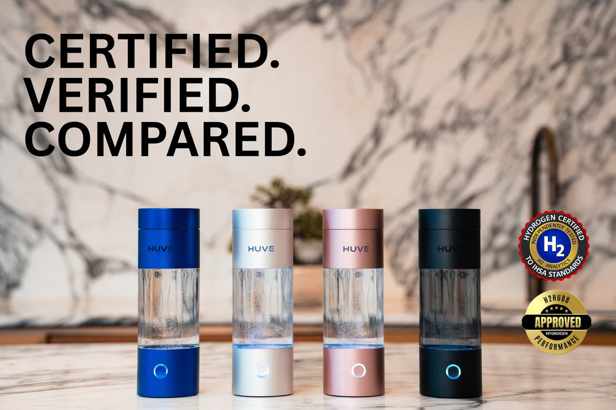 HUVE Perform all colours bottles on the marble bench top