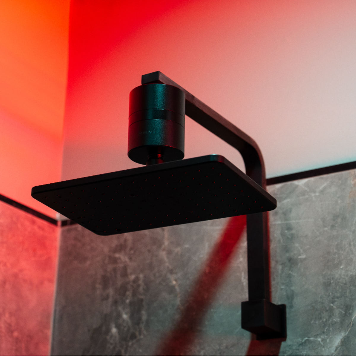 Black HUVE Flow Premium Shower Filter with Red Light Therapy Lighting