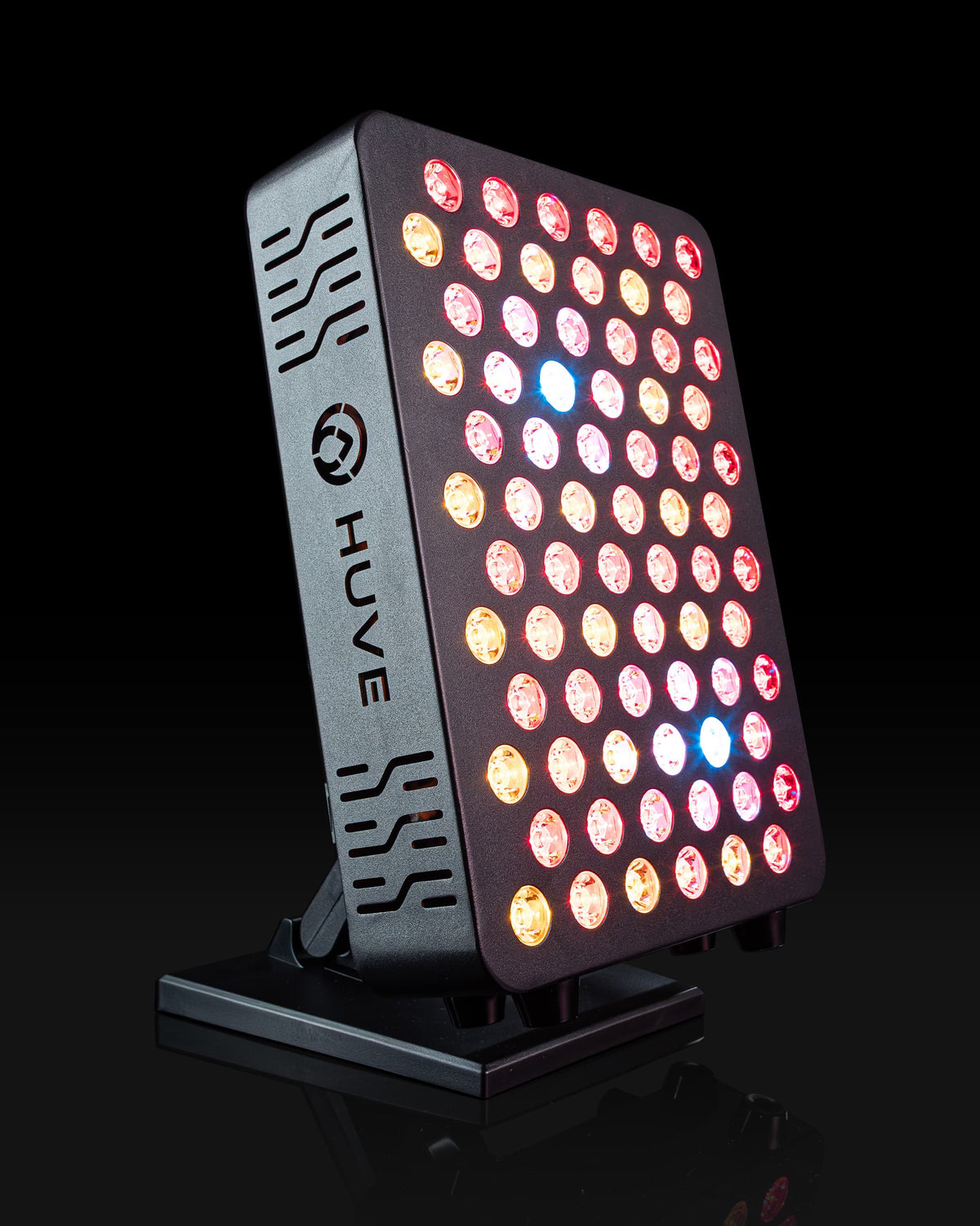 HUVE Luma red light therapy panel in black, side view