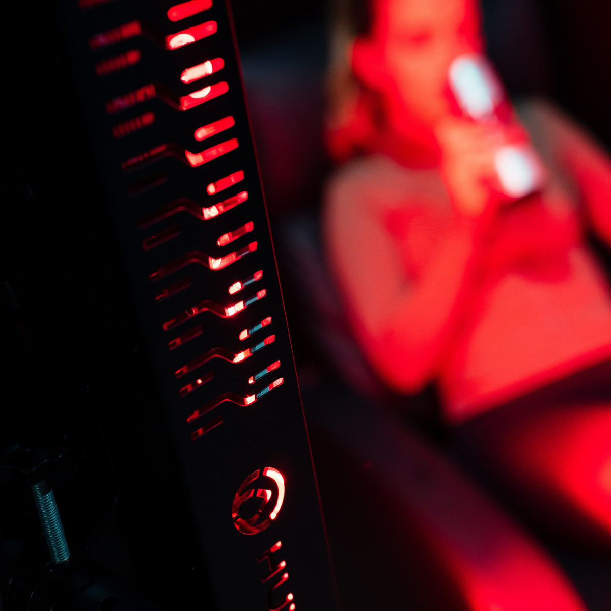 Close-up of the LED array on a HUVE Luma red light therapy panel
