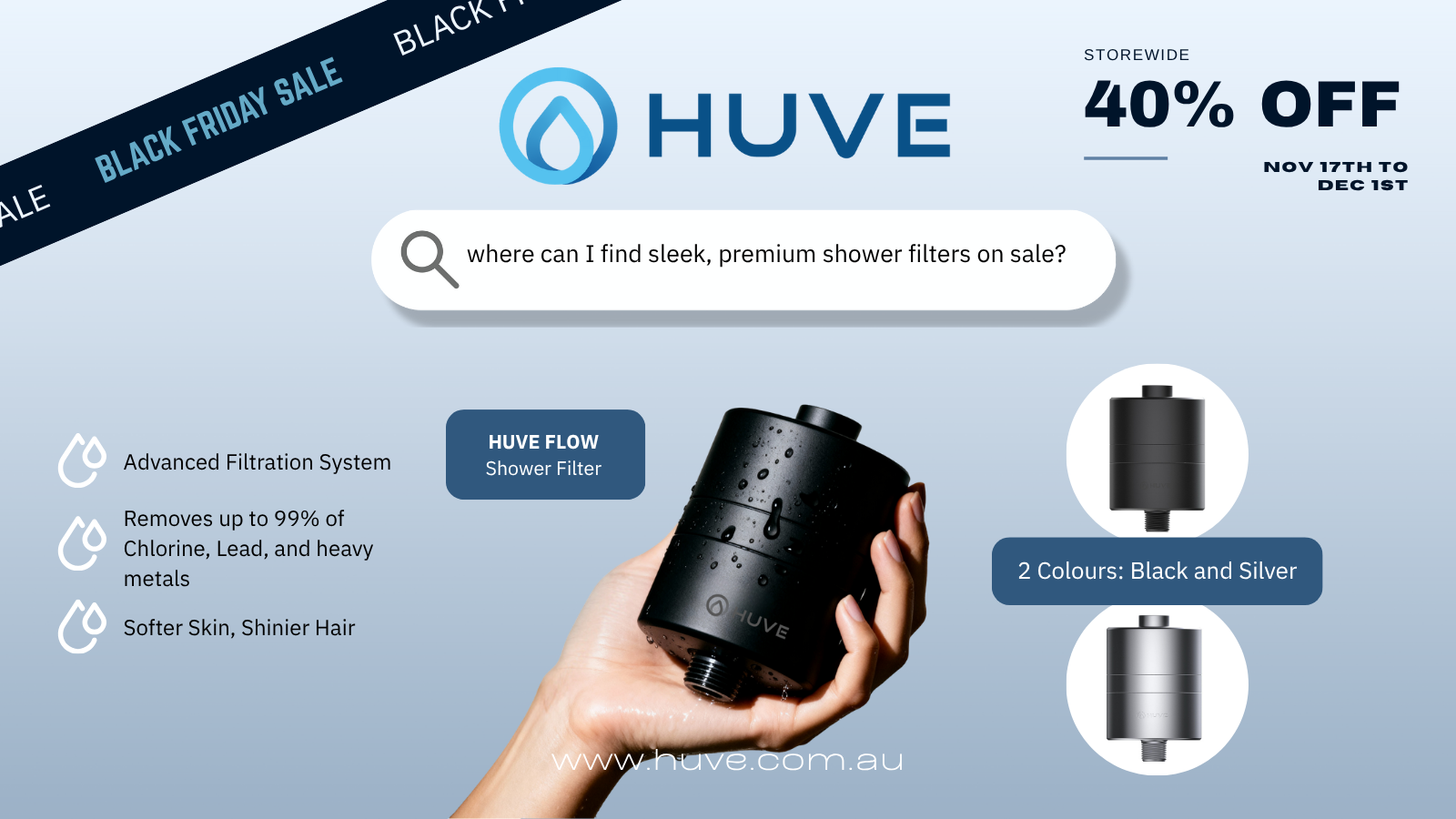 HUVE FLOW Black Friday Sale 40% off Premium 20 stage shower Filters