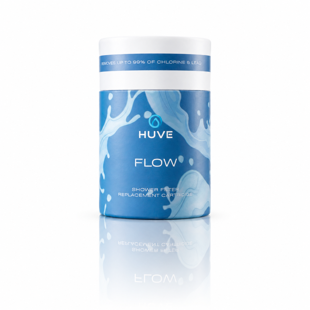 HUVE Flow Premium 20 stage Shower Filter Replacement Cartridge box on white background. HUVE Shower Filters are 3rd party SGS tested.