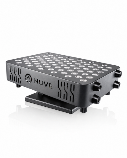 Black HUVE LUMA Glow light panel with 'HUVE' branding on a white background