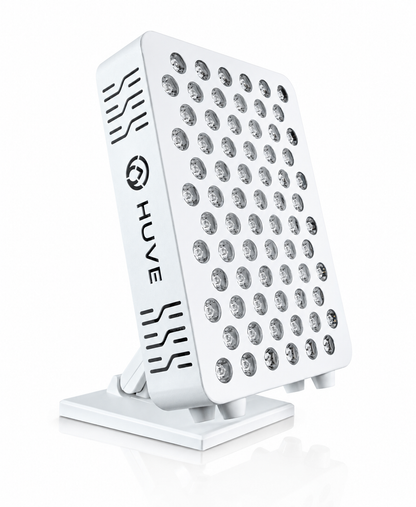 White HUVE LUMA glow LED light panel with 'HUVE' branding on a white background. 9 wavelengths