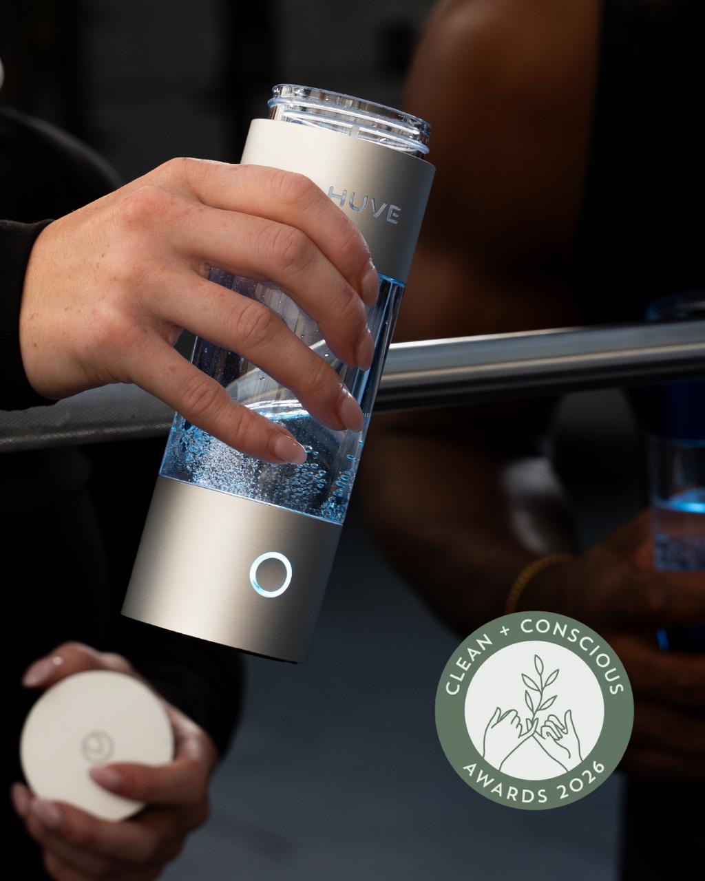 HUVE Perform Premium Hydrogen Water Bottle in Silver - Clean & Conscious Awards 2026