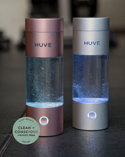 HUVE Perform Premium Hydrogen Water Bottle in Rose Gold (Pink) and Silver - Clean & Conscious Awards 2026