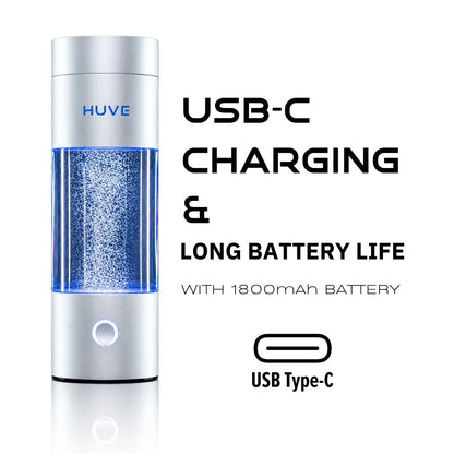 HUVE Perform has USB-C charging and 1800mah battery on a white background