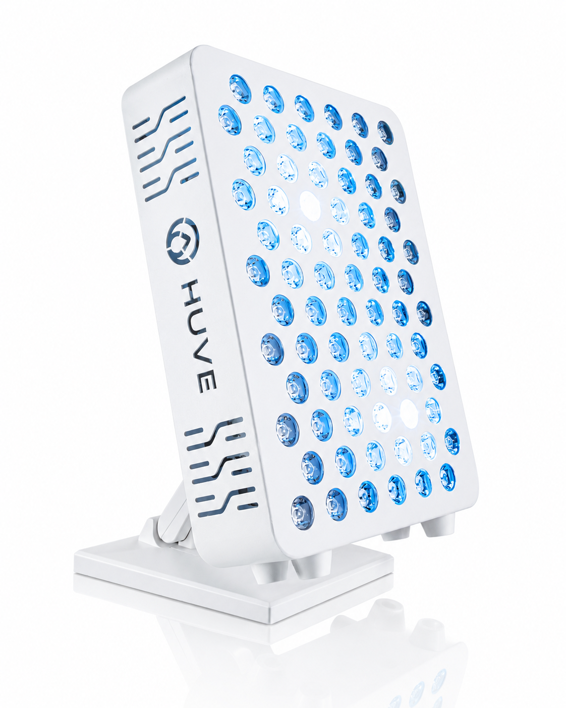 White HUVE LUMA glow LED light panel with Blue LEDs on a white background. 480nm