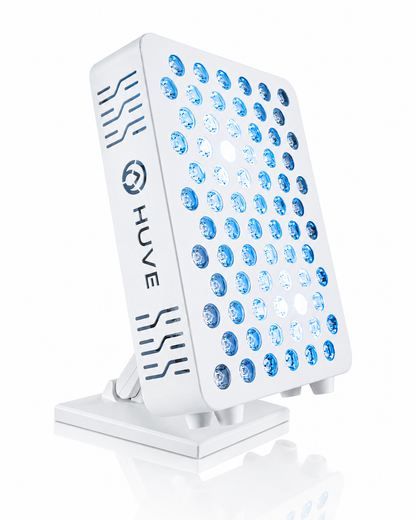 White HUVE LUMA glow LED light panel with Blue LEDs on a white background. 480nm