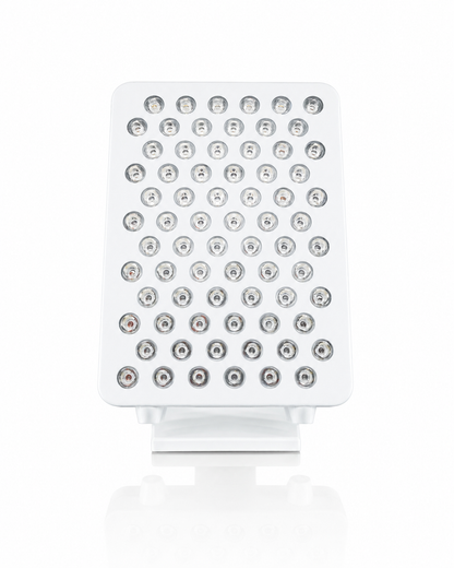 White HUVE LUMA glow LED light panel facing frontward on a white background. 9 wavelengths