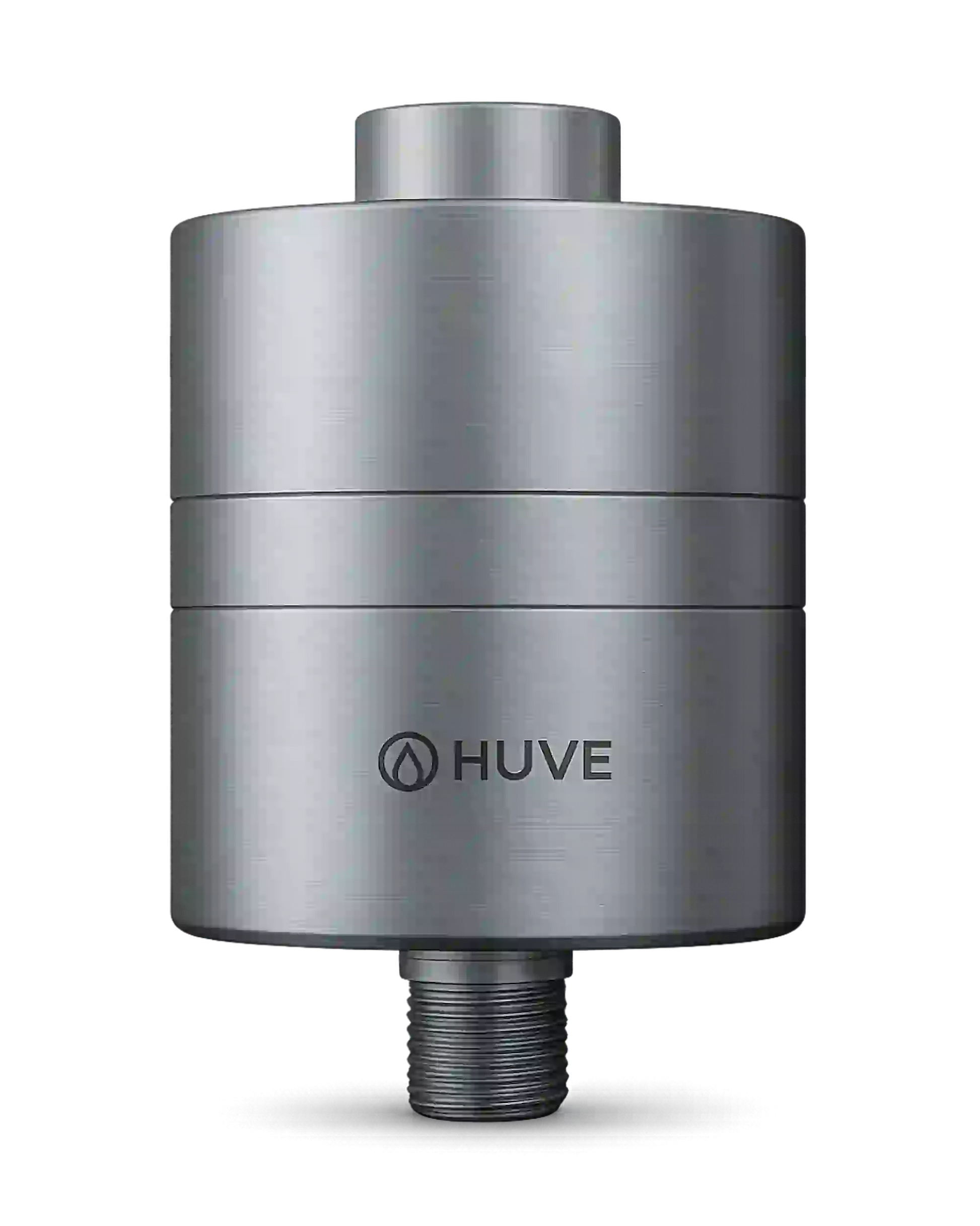 HUVE Flow premium shower filter in silver finish