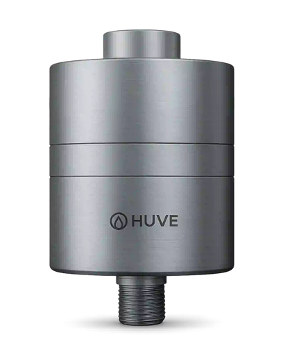 HUVE Flow premium shower filter in silver finish