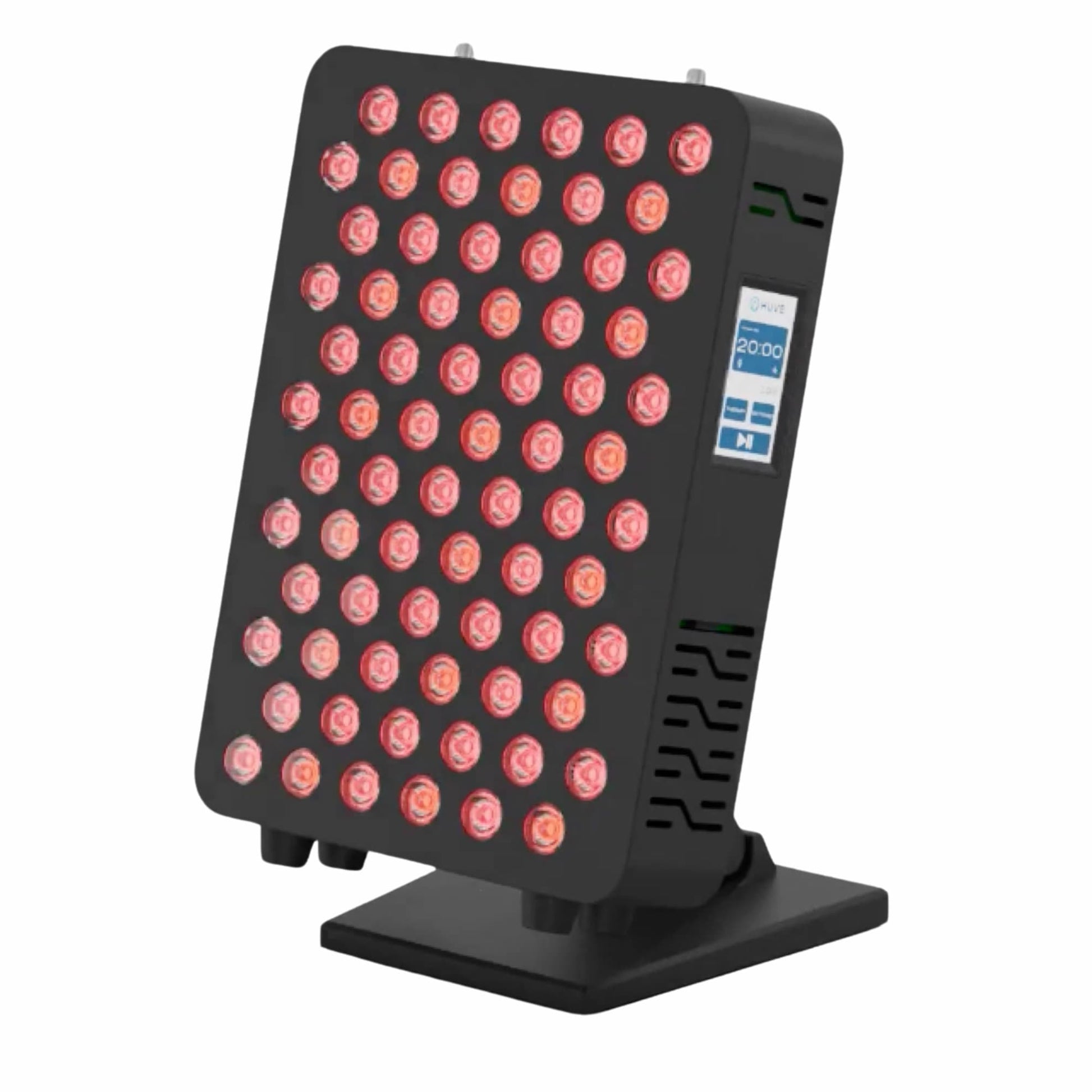 Angled right view of HUVE Luma Glow red light therapy panel in black